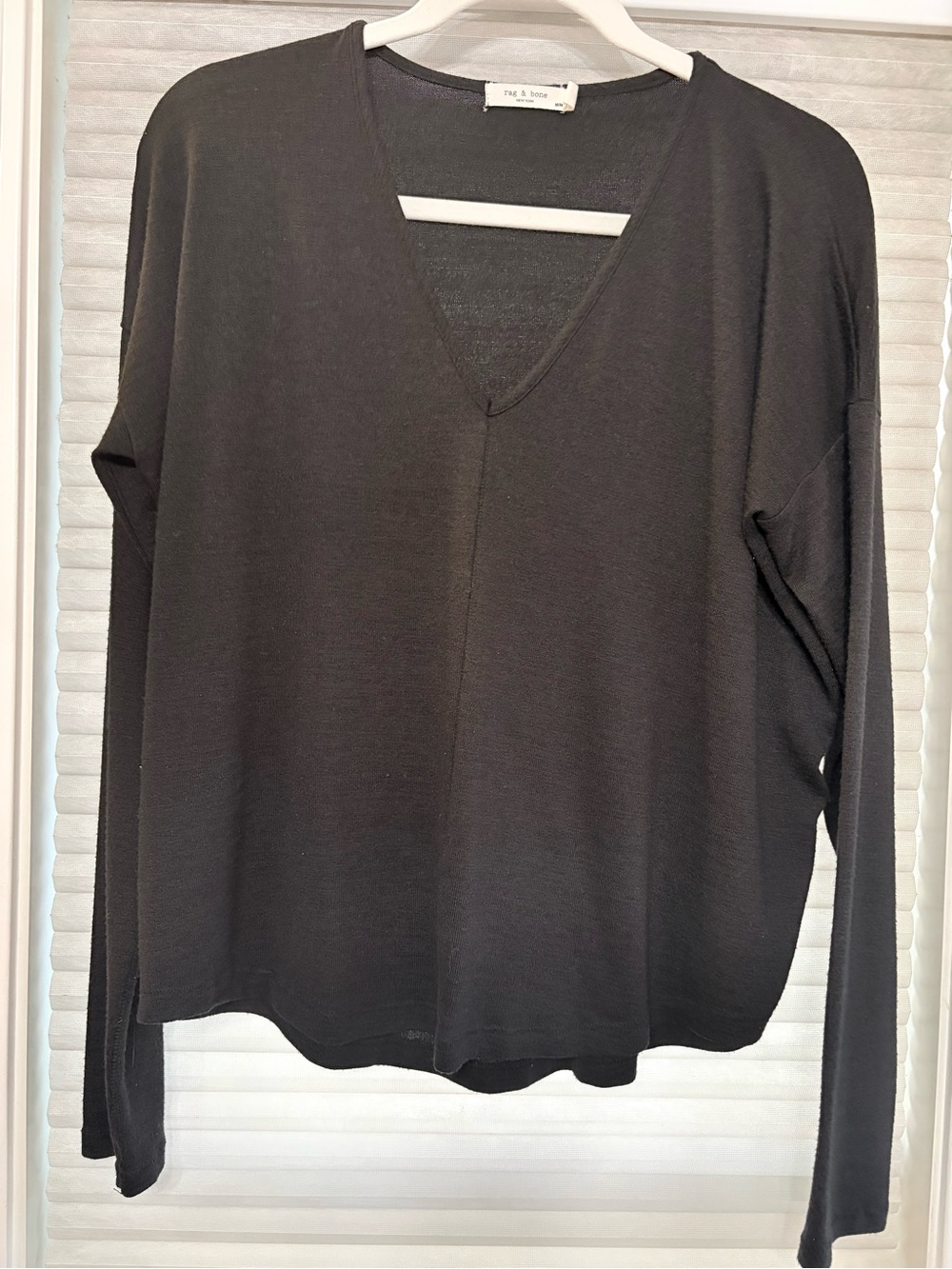 rag & bone Black V-Neck Long Sleeve Women's Top